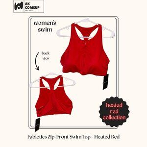 Fabletics Zip-Front Swim Top - Heated Red